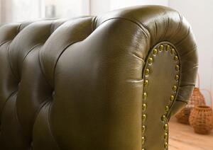 Massziv24 - CAMBRIDGE 2 üléses kanapé, valódi bőr, 158x82x75, zöld