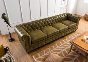 CAMBRIDGE 4 üléses kanapé valódi bőrből, 274x82x75 zöld
