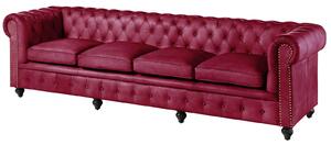 Massziv24 - CAMBRIDGE 4 üléses kanapé valódi bőrből, 274x82x75 piros