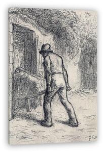 Jean-François Millet: Talicskát toló férfi (tanulámy) - színverzió 1. (vászonkép)