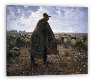 Jean-François Millet: Juhász a botjára támaszkodva - színverzió 1. (vászonkép)