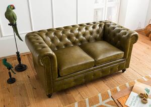 Massziv24 - CAMBRIDGE 2 üléses kanapé, valódi bőr, 158x82x75, zöld