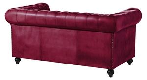 Massziv24 - CAMBRIDGE kanapé 2 személyes valódi bőr, 158x82x75 piros