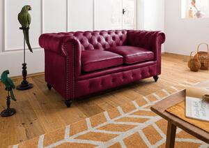 CAMBRIDGE kanapé 2 személyes valódi bőr, 158x82x75 piros