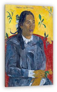 Paul Gauguin: Tahiti nő virággal (vászonkép)