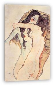 Egon Schiele: Ölelkező női pár - színverzió 1. (vászonkép)