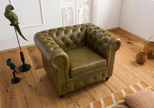 Massziv24 - CAMBRIDGE Valódi bőr fotel, 105x82x75, zöld