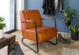 DARKNESS Valódi bőr fotel, 59x84x85, konyak színben