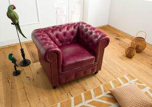 Massziv24 - CAMBRIDGE Valódi bőr fotel, 105x82x75, piros