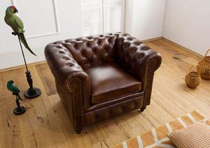 CAMBRIDGE Valódi bőr fotel, 105x82x75, barna