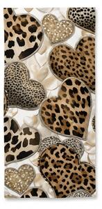 Gyorsan száradó strand fürdőlepedő LEOPARD HEARTS barna-fehér 70 x 140 cm, 100% mikroszál