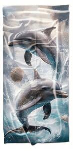 Gyorsan száradó tengerparti fürdőlepedő DOLPHINS kék 70 x 140 cm, 100% mikroszál