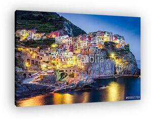 Scenic éjszakai kilátás a színes falu Manarola a Cinque Terre (vászonkép)