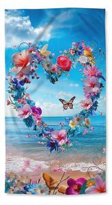 Gyorsan száradó strand fürdőlepedő FLOWER LOVE színes 70 x 140 cm, 100% mikroszál