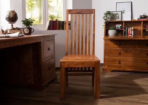 Design szék magas háttámlával, akácfa, 46x46x109 , méz lakkozott 4 db-os készlet