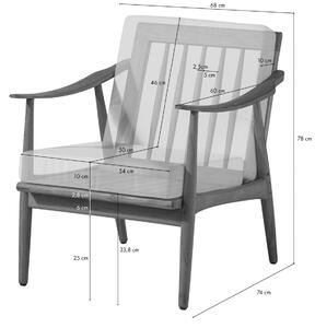 Massziv24 - BUTON Kerti szék teakfából, fa, 68x74x78 természetes, kezeletlen