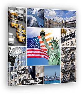 Manhattan tér kollázs, New York - USAA (vászonkép)