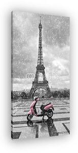 Eiffel-torony rózsaszín robogóval (vászonkép)