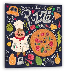 Pizza design menü szakácsnővel (vászonkép)