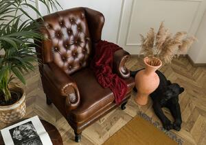 Massziv24 - CAMBRIDGE Valódi bőr szárnyas szék, 88x80x108, barna