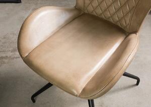 DARKNESS Valódi bőr szék, 61x52x86, bézs színű
