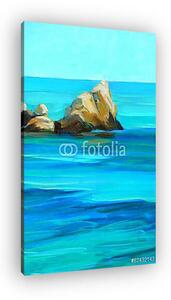 Mediterrán tenger partja, festmény, illusztráció (vászonkép)