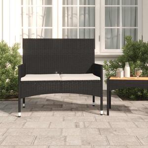VidaXL fekete 2 személyes polyrattan kerti pad párnával