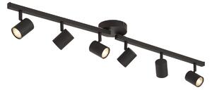Modern fekete 6 égős GU10 50mm mennyezeti spotlámpa háttérvilágítással és 3 állású kapcsolóval - Back Up