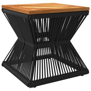 VidaXL fekete tömör akácfa dohányzóasztal drót aljjal 38 x 38 x 38 cm