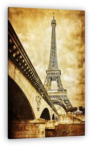 Eiffel-torony szüreti retro kilátás a Seine folyó, Párizs (vászonkép)