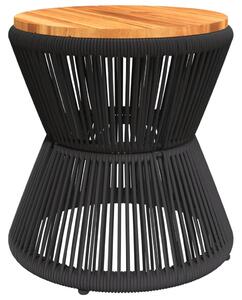 VidaXL fekete tömör akácfa dohányzóasztal drót aljjal Ø 45x44 cm