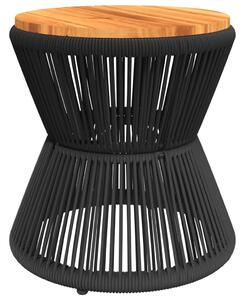 VidaXL fekete tömör akácfa dohányzóasztal drót aljjal Ø 45x44 cm