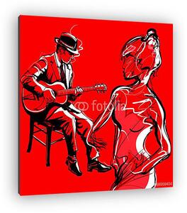 Cigány gitár jazz és női tánc (vászonkép)