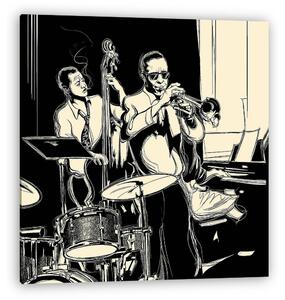 Jazz zenekar, basszusgitár zongora és dob (vászonkép)