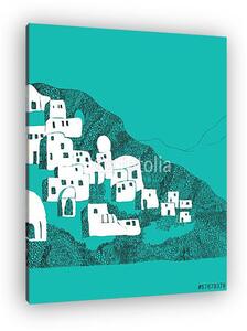 Santorini sziget, Görögország illusztráció (vászonkép)