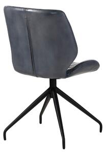 DARKNESS Valódi bőr szék, 51x61x84, kék, 4 db-os készlet