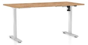 OfficeTech A állítható magasságú asztal, 160 x 80 cm, fehér alap, craft tölgy