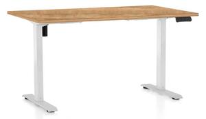 OfficeTech B állítható magasságú asztal, 140 x 80 cm, fehér alap, arany tölgy