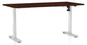OfficeTech A állítható magasságú asztal, 160 x 80 cm, fehér alap, wenge