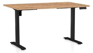OfficeTech B állítható magasságú asztal, 120 x 80 cm, fekete alap, craft tölgy
