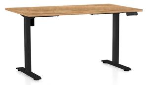 OfficeTech B állítható magasságú asztal, 120 x 80 cm, fekete alap, arany tölgy