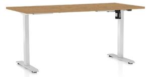 OfficeTech A állítható magasságú asztal, 160 x 80 cm, fehér alap, köves tölgy