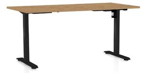 OfficeTech A állítható magasságú asztal, 160 x 80 cm, fekete alap, köves tölgy