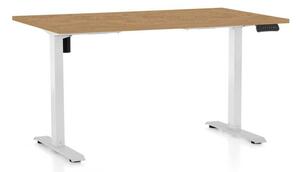 OfficeTech B állítható magasságú asztal, 120 x 80 cm, fehér alap, köves tölgy