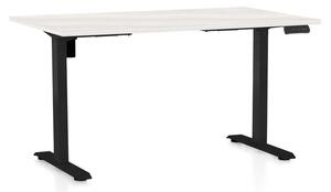 OfficeTech B állítható magasságú asztal, 120 x 80 cm, fekete alap, fehér kőris