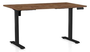 OfficeTech B állítható magasságú asztal, 140 x 80 cm, fekete alap, silverjack tölgy