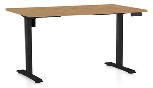 OfficeTech B állítható magasságú asztal, 120 x 80 cm, fekete alap, köves tölgy