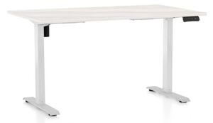 OfficeTech B állítható magasságú asztal, 140 x 80 cm, fehér alap, fehér kőris