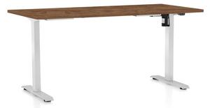 OfficeTech A állítható magasságú asztal, 160 x 80 cm, fehér alap, silverjack tölgy