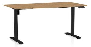 OfficeTech B állítható magasságú asztal, 160 x 80 cm, fekete alap, köves tölgy